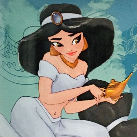 Disney Jasmine Story Mug Painted Portraits Ceramic Aladdin Coffee Cup Inscribed - Picture 9 of 9